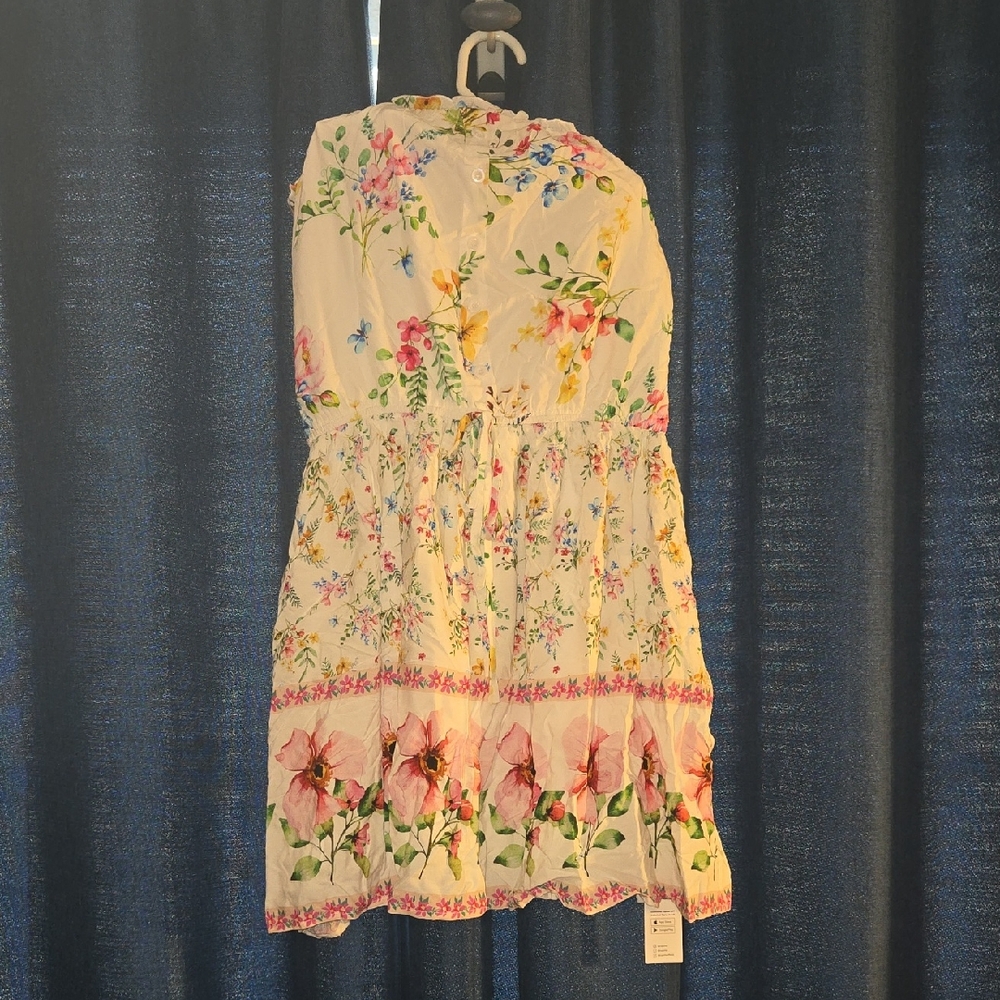 Cupshe White Dress with Pink and Green Floral Pattern